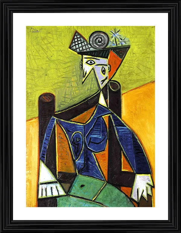 Woman_Sitting_in_Armchair_1920,_A_Painting_by_Pablo_Picasso,_Framed,_Wall_Decor,_Multicolor