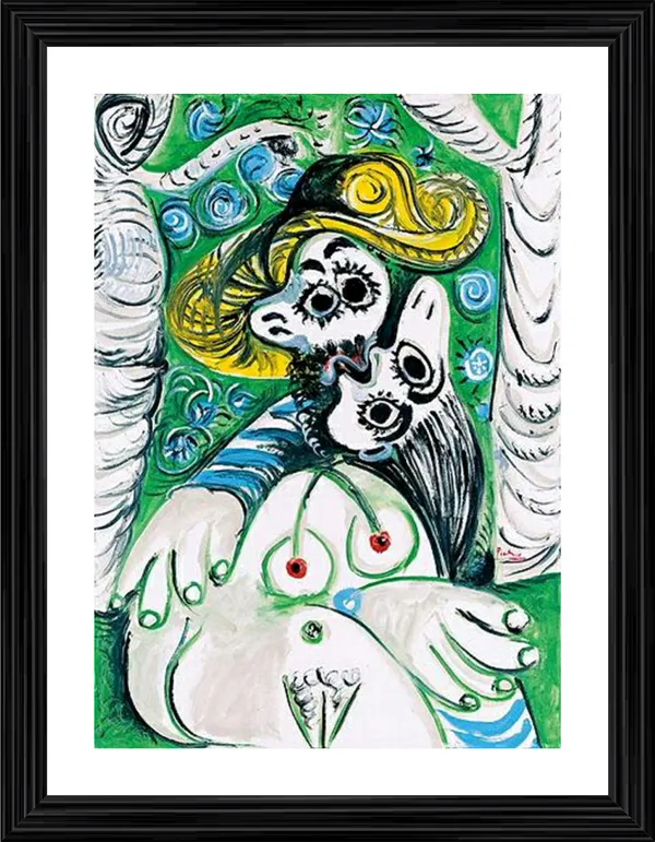Kiss_1969,_A_Painting_by_Pablo_Picasso,_Framed,_Wall_Decor,_Multicolor