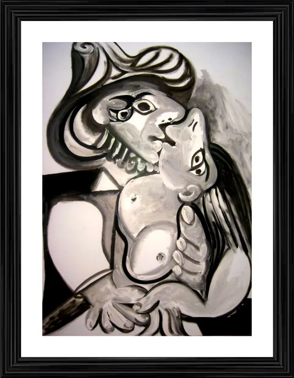 Musketeers_Kiss_1969,_A_Painting_by_Pablo_Picasso,_Framed,_Wall_Decor,_Multicolor
