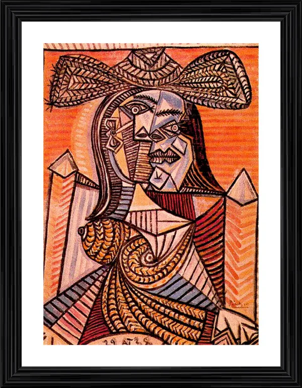 Seated_Woman_1938,_A_Painting_by_Pablo_Picasso,_Framed,_Wall_Decor,_Multicolor