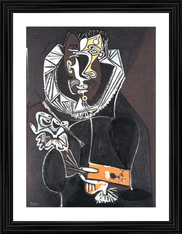 Portrait_of_A_Painter_after_El_Greco_1950_,_A_Painting_by_Pablo_Picasso,_Framed,_Wall_Decor,_Multicolor
