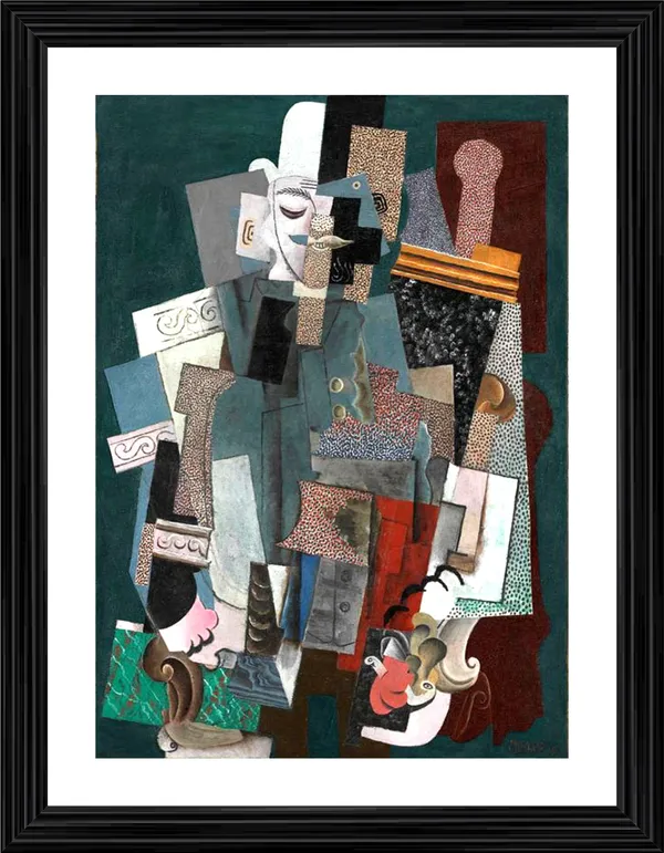 Man_with_A_Pipe_1915,_A_Painting_by_Pablo_Picasso,_Framed,_Wall_Decor,_Multicolor