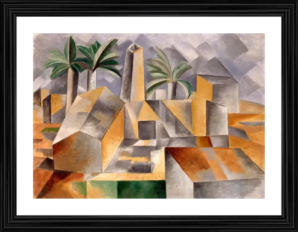 Factory_at_Horto_De_Ebro_1909,_A_Painting_by_Pablo_Picasso,_Framed,_Wall_Decor,_Multicolor
