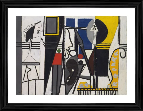 Painter_and_Model_1928,_A_Painting_by_Pablo_Picasso,_Framed,_Wall_Decor,_Multicolor