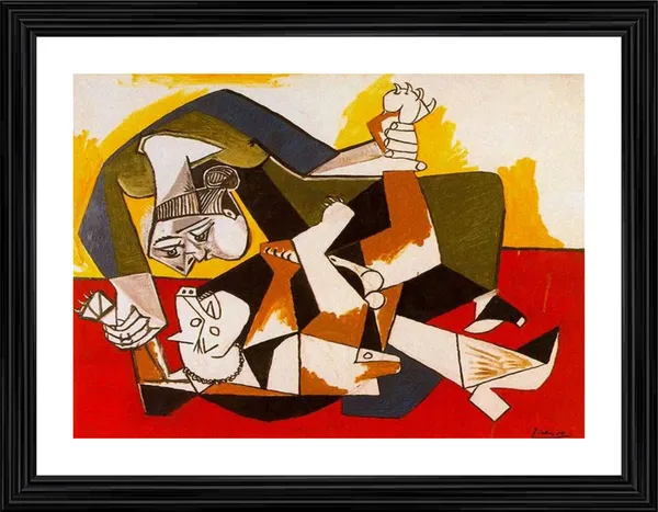 Woman_with_A_Dog_1955,_A_Painting_by_Pablo_Picasso,_Framed,_Wall_Decor,_Multicolor