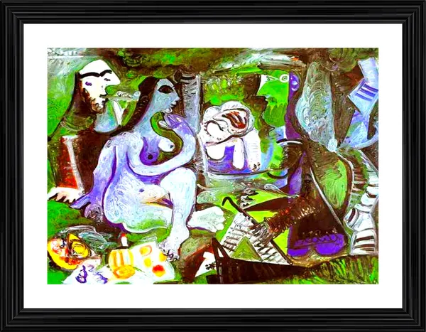 Luncheon_on_the_Grass_1961,_A_Painting_by_Pablo_Picasso,_Framed,_Wall_Decor,_Multicolor