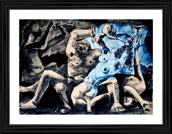 Bacchanale_1955,_A_Painting_by_Pablo_Picasso,_Framed,_Wall_Decor,_Multicolor