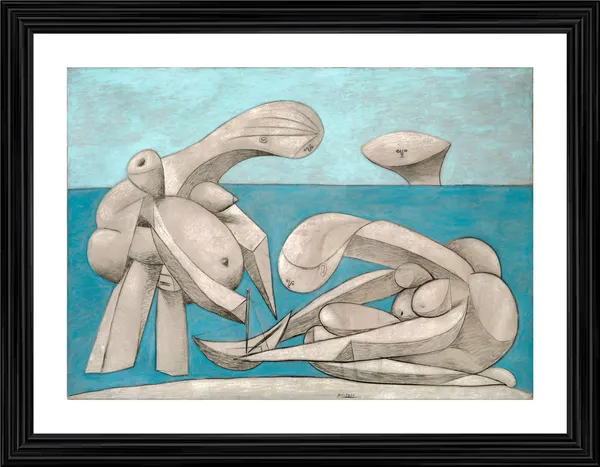 On_the_Beach_1937,_A_Painting_by_Pablo_Picasso,_Framed,_Wall_Decor,_Multicolor