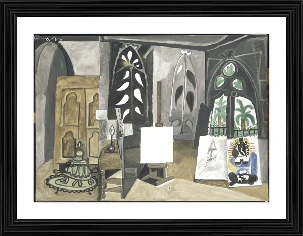 The_Studio_at_La_Colifornie_1956,_A_Painting_by_Pablo_Picasso,_Framed,_Wall_Decor,_Multicolor