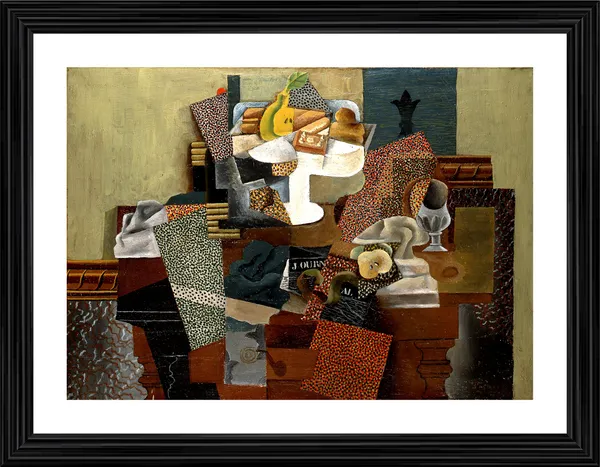 Still_Life_with_Compote_and_Glass_1914,_A_Painting_by_Pablo_Picasso,_Framed,_Wall_Decor,_Multicolor