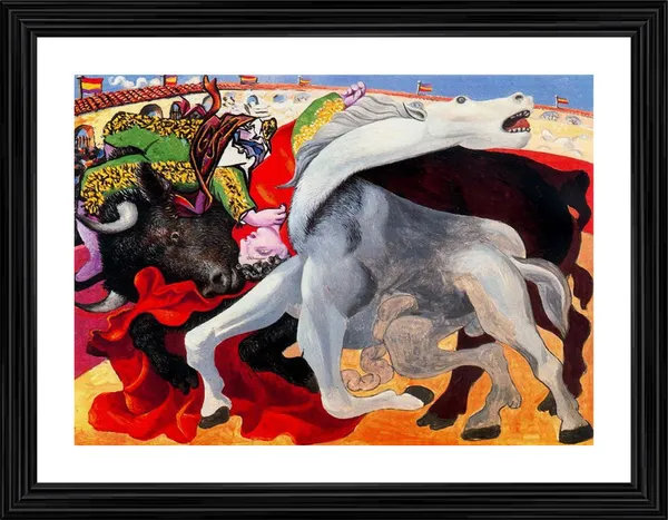 Bullfight:_Death_of_the_Toreador_1933,_A_Painting_by_Pablo_Picasso,_Framed,_Wall_Decor,_Multicolor