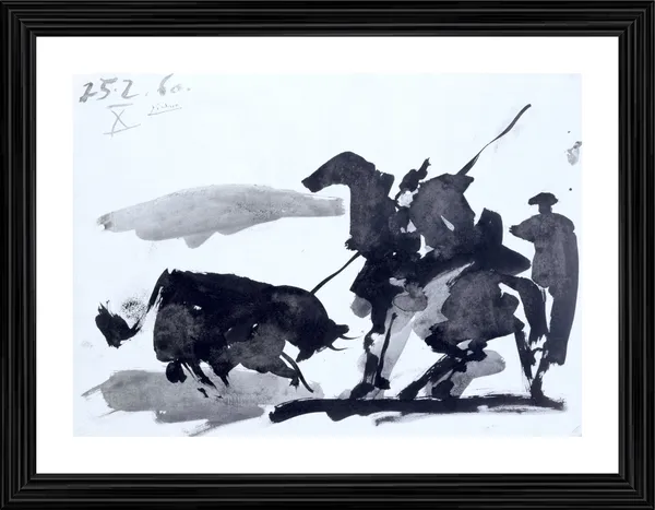 Bullfight_8,_A_Painting_by_Pablo_Picasso,_Framed,_Wall_Decor,_Multicolor