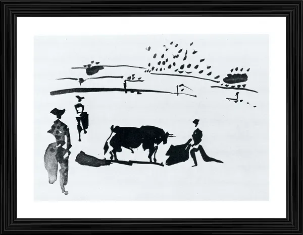 Bullfight_9,_A_Painting_by_Pablo_Picasso,_Framed,_Wall_Decor,_Multicolor