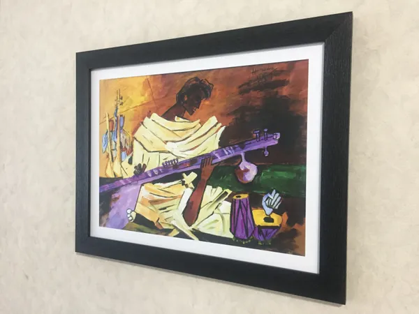Sitar_Players*-Set_of_2_Paintings_by_M.F._Husain,_Framed,_Wall_Decor,_Multicolor