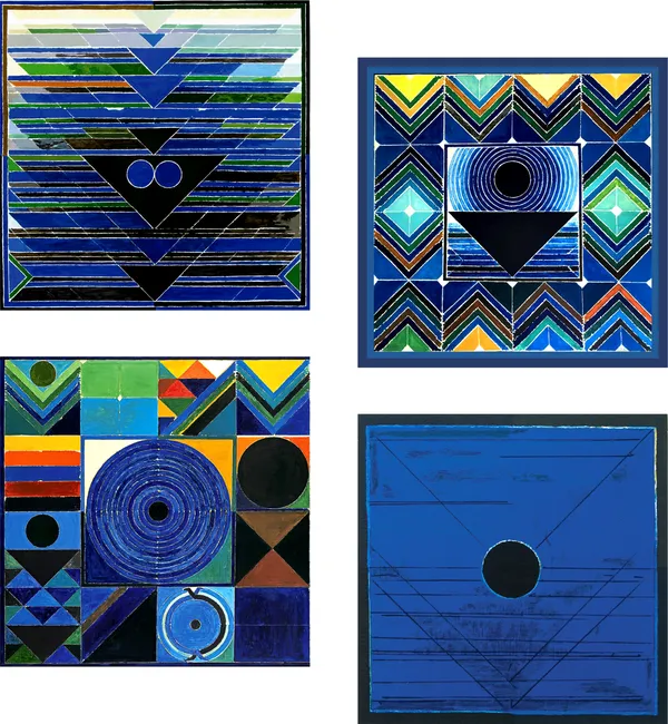 Pratikriti_(The_Reflection)-__Paintings_by_S._H._Raza,_Wall_Decor,_Unframed_Canvas_Prints,_Set_of_4,_Multicolor