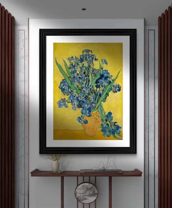 Vase_with_Irises_1890,_A_Painting_by_Van_Gogh,_Framed,_Wall_Decor,_Multicolor