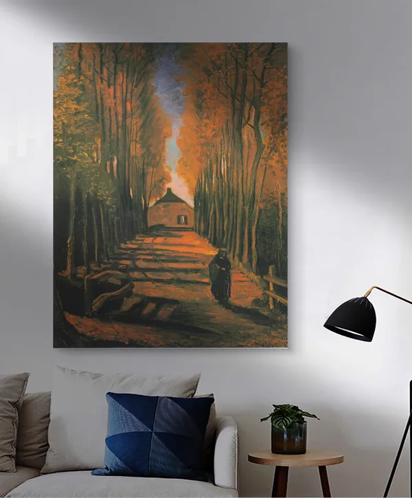 �Church_in_Nuenen_&_Avenue_of_Poplars,_Framed,_Wall_D�cor,_Multicolor