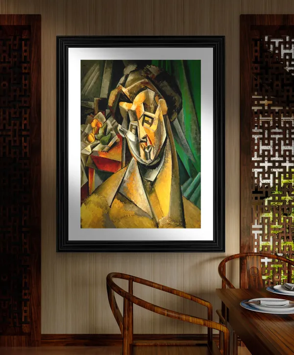 Woman_with_Pears_1909,_A_Painting_by_Pablo_Picasso,_Framed,_Wall_Decor,_Multicolor