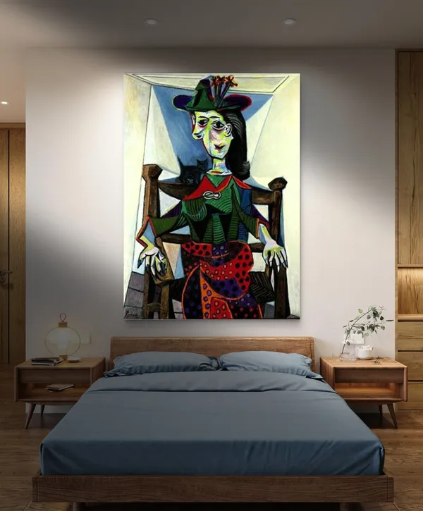Woman_with_Flowered_Hat_1941,_A_Painting_by_Pablo_Picasso,_Framed_Canvas,_Multicolor