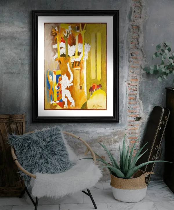 Living_Goddess_(1960)-_M.F._Husain's_Painting,_Framed,_Wall_Decor,_Multicolor