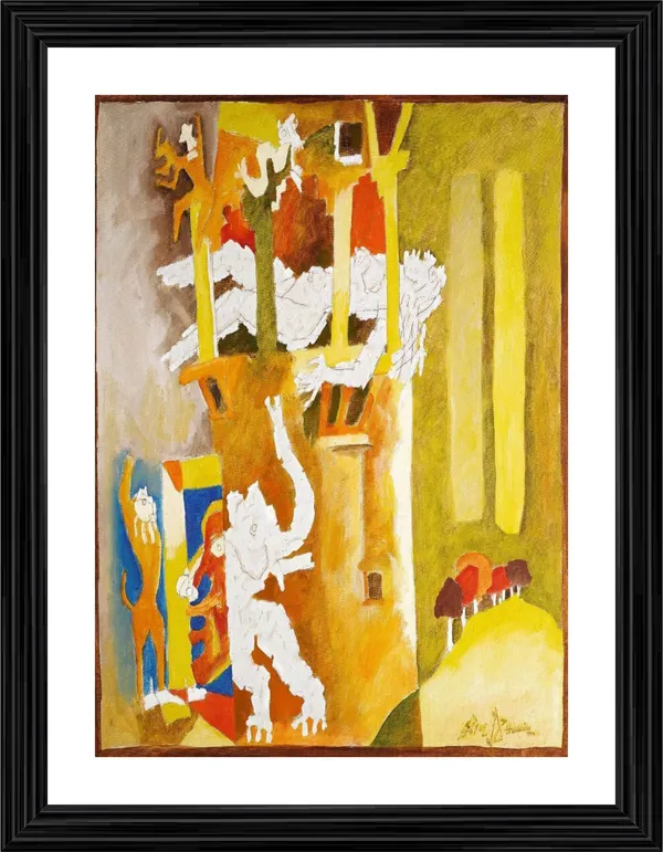 Living_Goddess_(1960)-_M.F._Husain's_Painting,_Framed,_Wall_Decor,_Multicolor