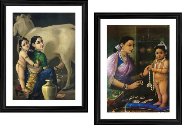 �Yashoda_and_Bal-Krishna,_Raja_Ravi_Varma_Paintings,_Set_of_2,_Framed,_Multicolor