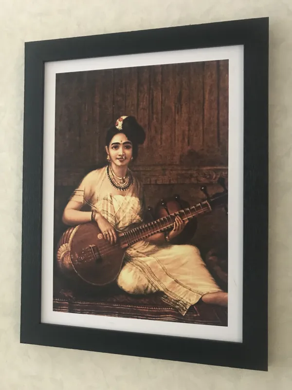 Musicians-_Malbar_Lady_&_Kadambari,_Raja_Ravi_Varma_Paintings,_Set_of_2,_Framed,_Multicolor