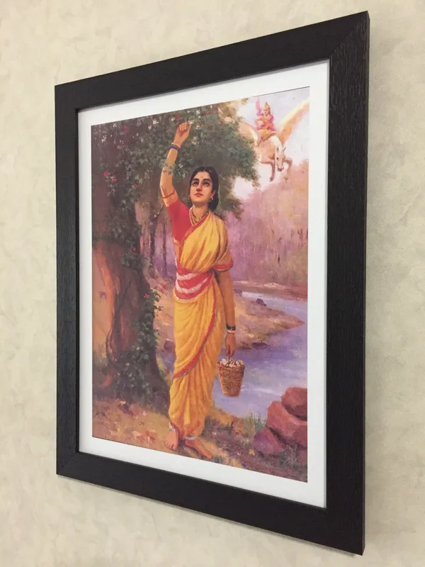 Ahilya_in_Upwan,_Raja_Ravi_Varma_Paintings,_Set_of_2,_Framed,_Multicolor