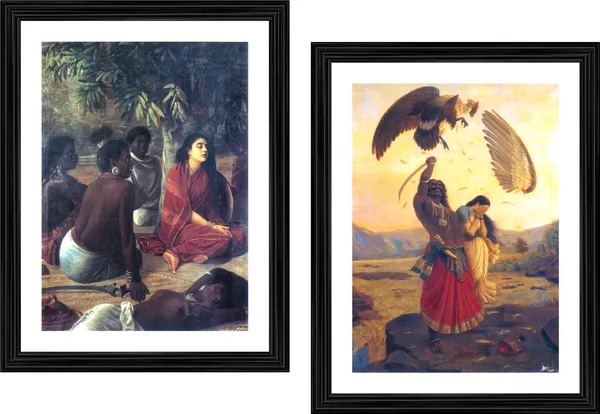 Seeta-_Ashok-Watika_&_Jatayu,_Raja_Ravi_Varma_Paintings,_Set_of_2,_Framed,_Multicolor