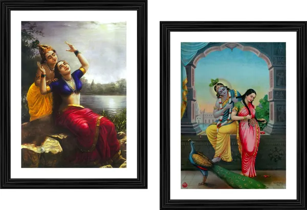 Radha-Krishna,_Raja_Ravi_Varma_Paintings,_Set_of_2,_Framed,_Multicolor