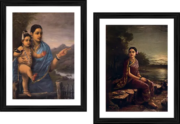 Yashoda,_Bal-Krishna_&_Radha_in_Moonlight,_Raja_Ravi_Varma_Paintings,_Set_of_2,_Framed,_Multicolor
