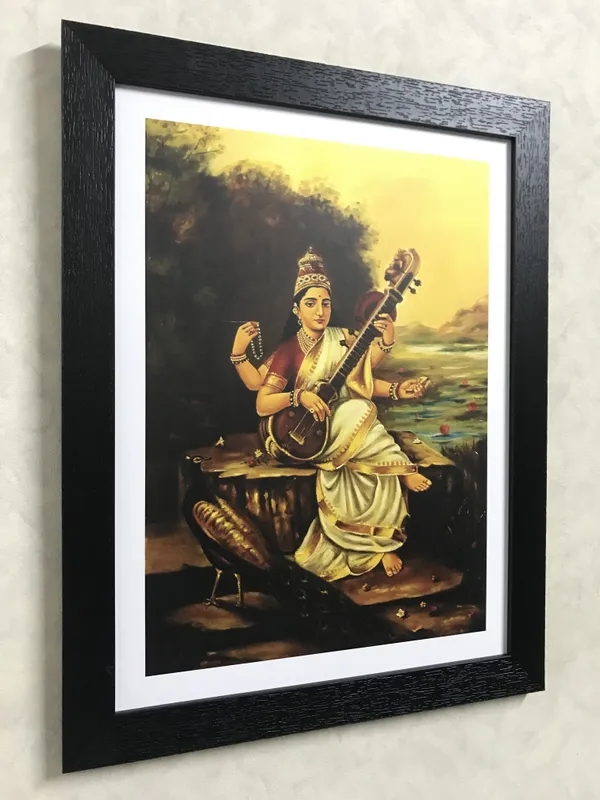Saraswati_and_Lakshmi,_Raja_Ravi_Varma_Paintings,_Set_of_2,_Framed,_Multicolor