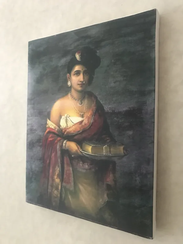 Queen_of_Travancore_&_A_Royal_Meeting,_Raja_Ravi_Varma_Paintings,_Set_of_2,_Framed_Canvas,_Multicolor