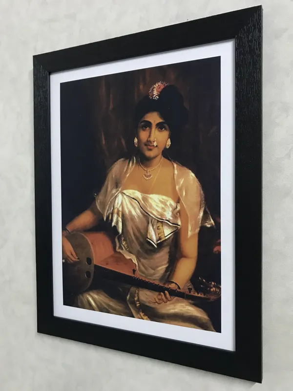 A_Lady_Playing_Veena_(1888),_A_Raja_Ravi_Varma_Painting,_Framed,_Wall_Decor,_Multicolor