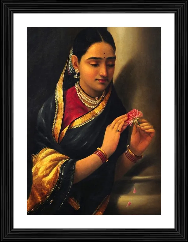 Secret_meet_with_her_Lover_(1906),_A_Raja_Ravi_Varma_Painting,_Framed,_Wall_Decor,_Multicolor