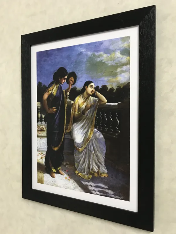 Damayanti_Thinking_of_King_Nal,_1883,_A_Raja_Ravi_Varma_Painting,_Framed,_Wall_Decor,_Multicolor