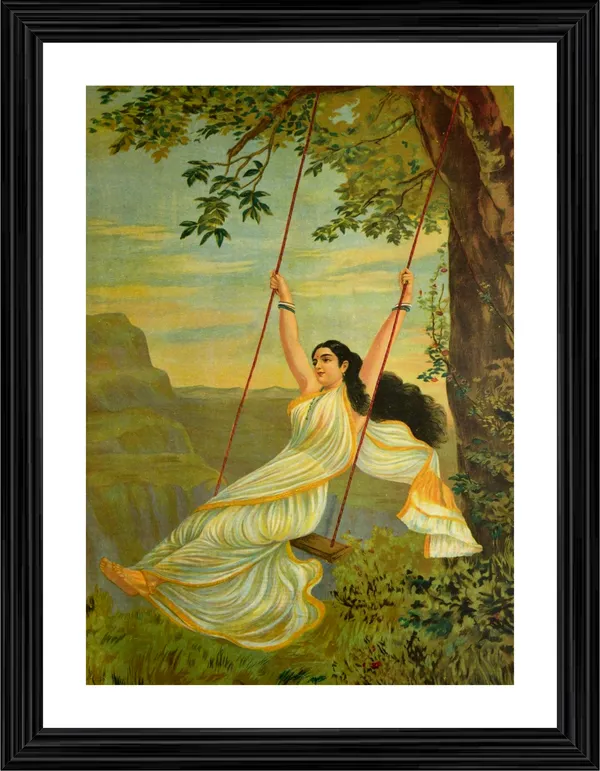 Mohini_on_a_Swing,_1894,_A_Raja_Ravi_Varma_Painting,_Framed,_Wall_Decor,_Multicolor