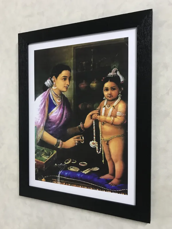 Yashoda_wearing_Bal-Krishna_Ornaments,_1879,_A_Raja_Ravi_Varma_Painting,_Framed,_Multicolor