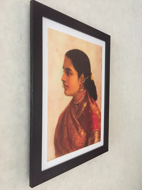 Lady_in_Crimson_Red_Saree,_1900,_A_Raja_Ravi_Varma_Painting,_Framed,_Wall_Decor,_Multicolor