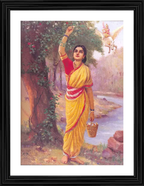Ahalya_in_Upvan,_1900,_A_Raja_Ravi_Varma_Painting,_Framed,_Wall_Decor,_Multicolor
