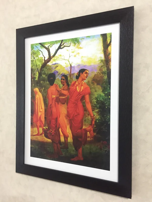 Shakuntala_with_her_Companions,_1870,_A_Raja_Ravi_Varma_Painting,_Framed,_Wall_Decor,_Multicolor