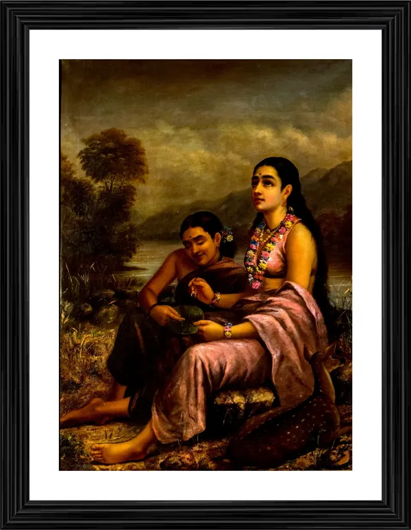 Shakuntala_Writing_a_Love_Letter_(1900),_A_Raja_Ravi_Varma_Painting,_Framed,_Wall_Decor,_Multicolor