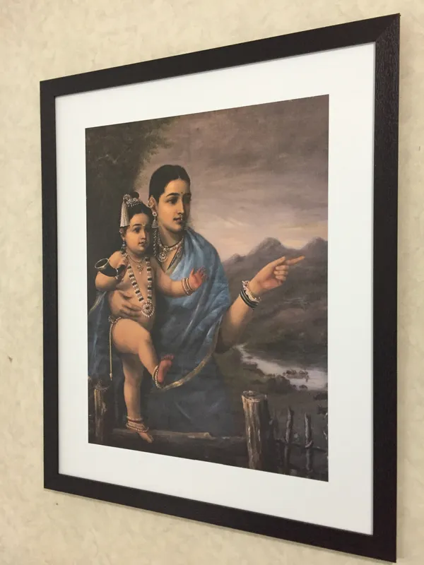 Yashoda_showing_Bal-Krishna_Cows,_1870,_A_Raja_Ravi_Varma_Painting,_Framed,_Multicolor
