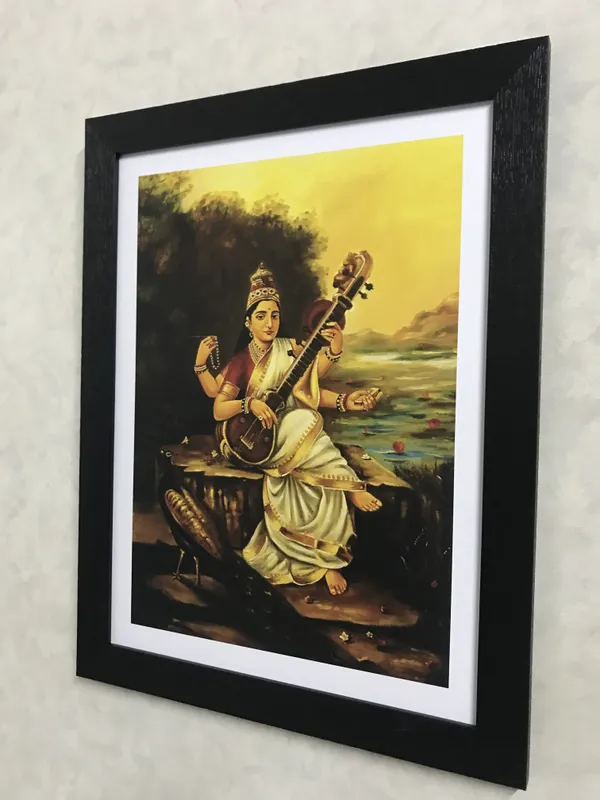 Saraswati_Devi_(1896),_A_Raja_Ravi_Varma_Painting,_Framed,_Wall_Decor,_Multicolor
