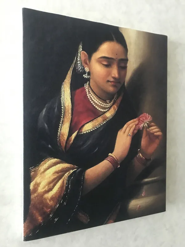 Secret_meet_with_her_Lover,_1906,_A_Raja_Ravi_Varma_Painting,_Framed_Canvas,_Wall_Decor,_Multicolor