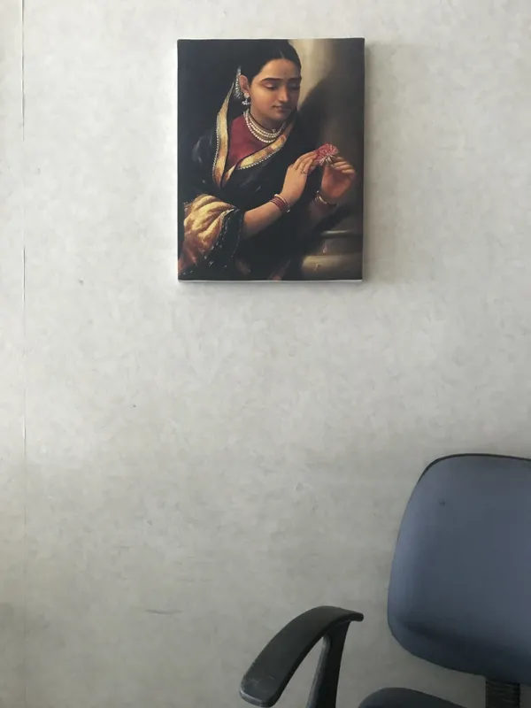 Secret_meet_with_her_Lover,_1906,_A_Raja_Ravi_Varma_Painting,_Framed_Canvas,_Wall_Decor,_Multicolor
