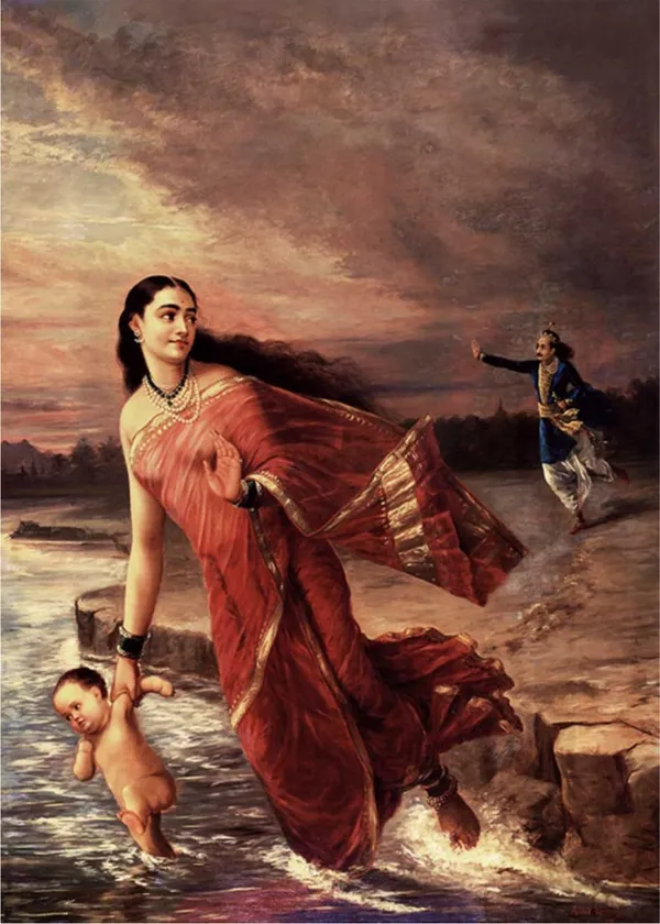 Ganga_and_Shantanu,_1890,_A_Raja_Ravi_Varma_Painting,_Framed_Canvas,_Wall_Decor,_Multicolor