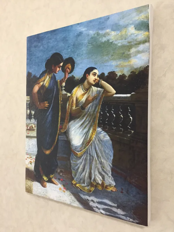 Damayanti_thinking_of_King_Nal,_1883,_A_Raja_Ravi_Varma_Painting,_Framed_Canvas,_Multicolor