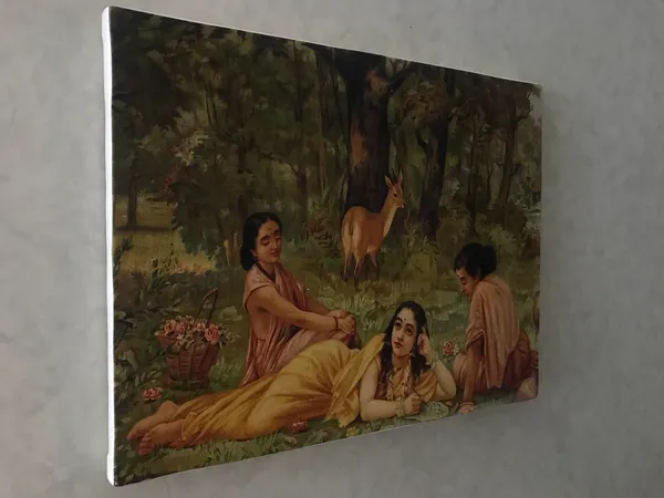 Shakuntala_writes_Letter_to_Dushyant,_1876,_A_Raja_Ravi_Varma_Painting,_Framed_Canvas,_Multicolor
