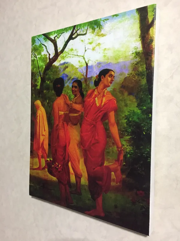 Shakuntala_with_her_Companions,_1870,_A_Raja_Ravi_Varma_Painting,_Framed_Canvas,_Multicolor